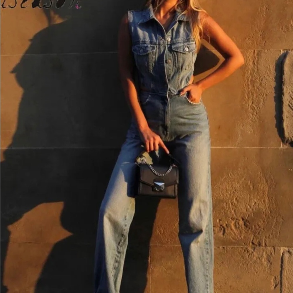 Zara blogger cut out denim jumpsuit - Picture 8 of 10